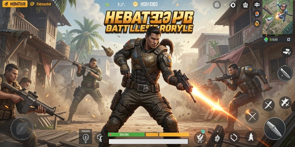 Screenshot gameplay HEBAT303 menunjukkan pertarungan seru di medan perang Battle Royale.